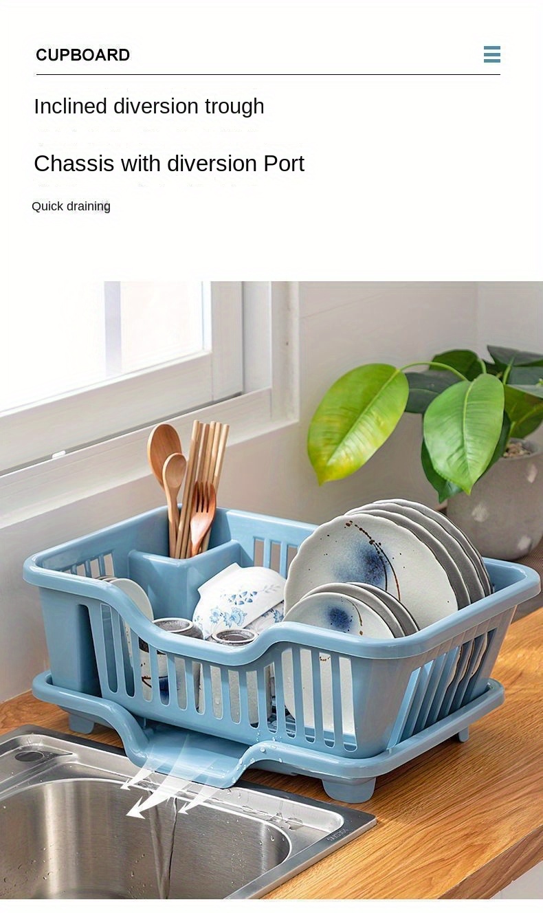 Large Kitchen Dish Drying Rack with Drain Board - Multifunctional Household Bowl and Utensil Storage Holder with Chopstick Slot details 3