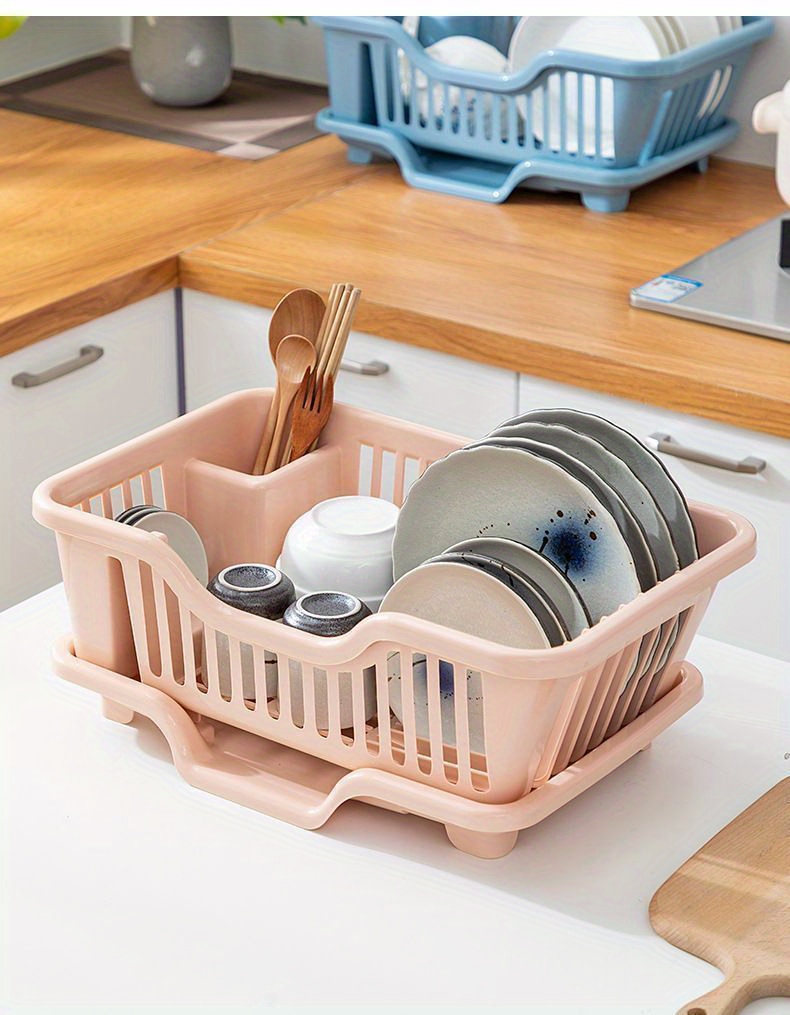 Large Kitchen Dish Drying Rack with Drain Board - Multifunctional Household Bowl and Utensil Storage Holder with Chopstick Slot details 5