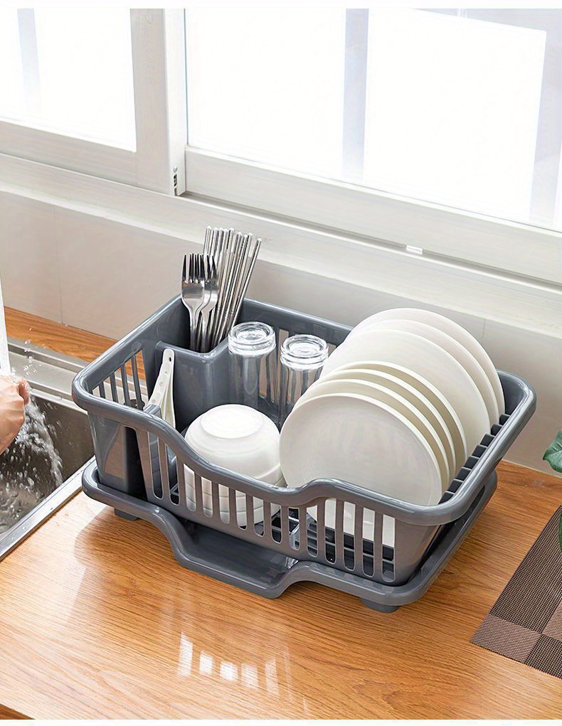 Large Kitchen Dish Drying Rack with Drain Board - Multifunctional Household Bowl and Utensil Storage Holder with Chopstick Slot details 6