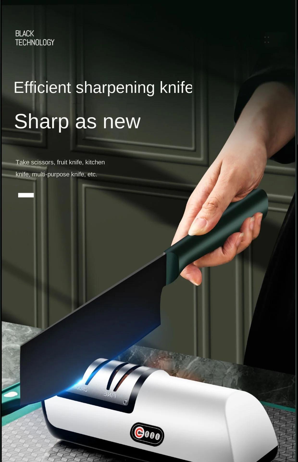 sharpener automatic adjustable rechargable kitchen knives scissor home fast sharpening kitchen tools grinder usb electric knife details 0