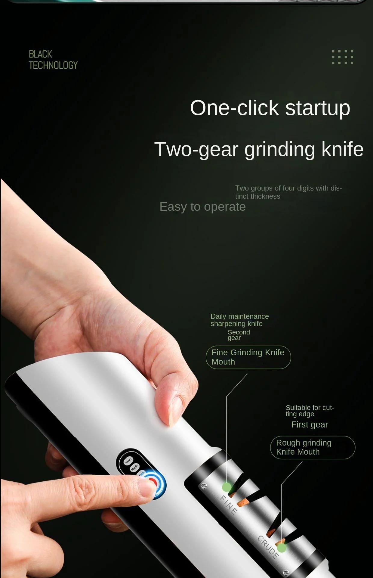 sharpener automatic adjustable rechargable kitchen knives scissor home fast sharpening kitchen tools grinder usb electric knife details 2
