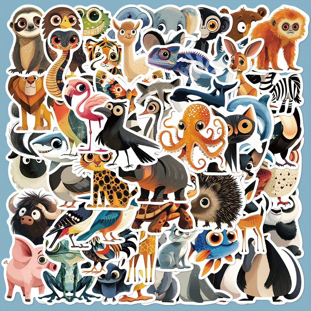 Image of 55pcs Huaiyuan Cute Doodle Art Stickers Suitable For & - Irregular Shape & Vibrant Colors, Cute Chibi Decals For Laptop, Phone, Water Bottle, Party Decor, Scrapbooking, Journaling