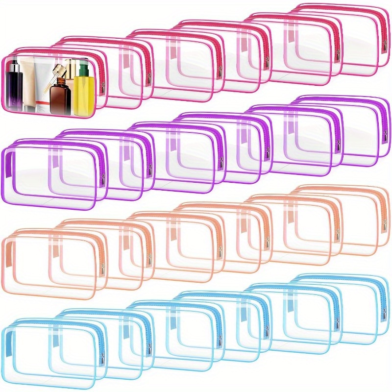 

24 Pcs Clear Toiletry Bag, Cosmetic Bag For Travel Makeup Organizer Tsa Approved Pouch - , Medium