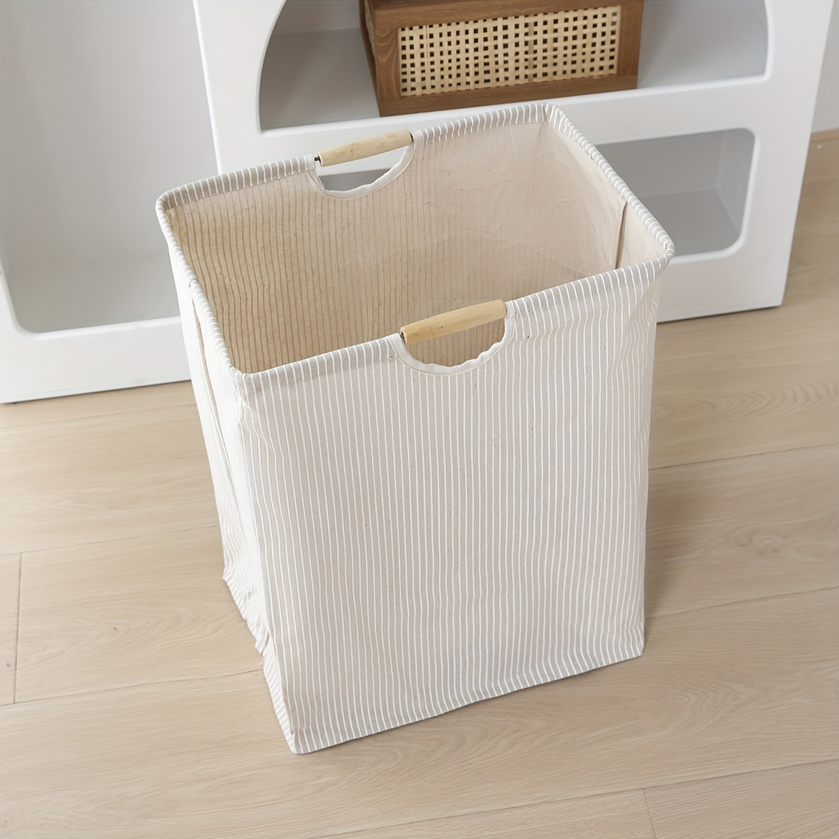 waterproof canvas laundry basket with dual handles rectangle   hamper for bedroom bathroom dorm   storage for clothes toys organization details 7