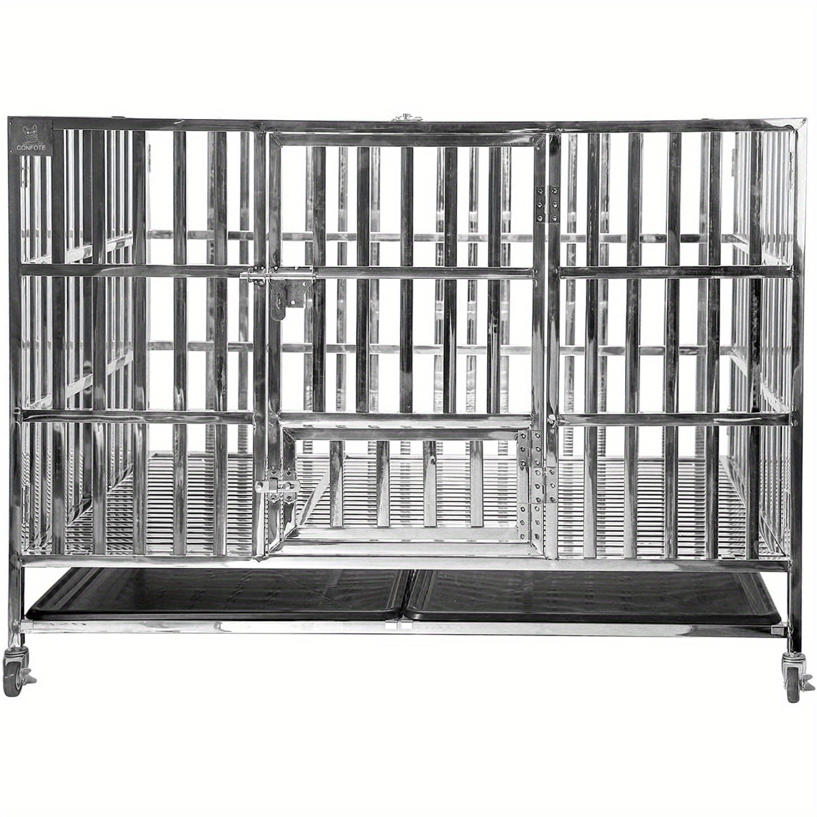 

48 Inch Heavy Duty Stainless Steel Dog Crate Waterproof Pet Cage Kennel For Outdoor Indoor Home