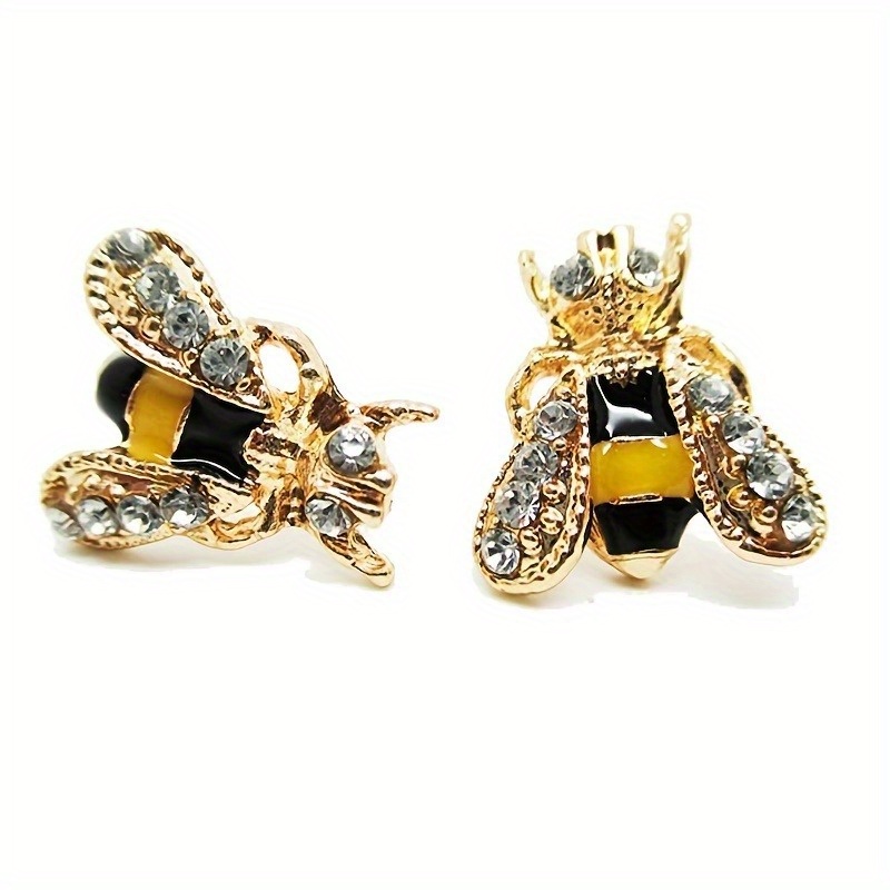 

3 Pairs Of Vintage Earrings With Sparkling Zirconia – Golden-tone Alloy Design, Segmented Body, Or Gift , Novelty Earrings