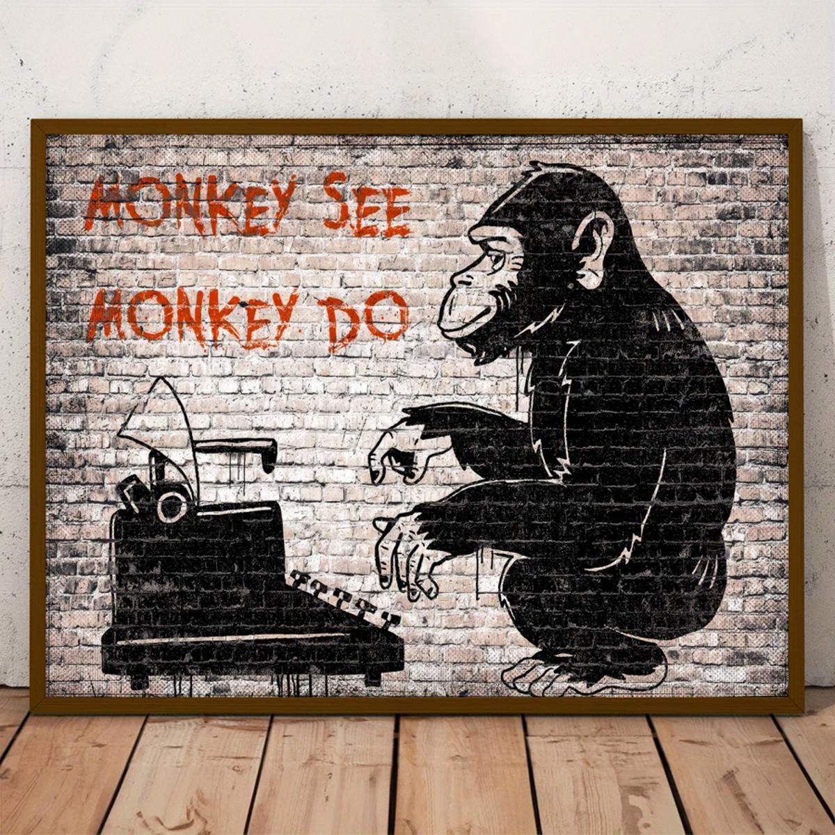 額縁付き]油絵/動物/考える猿 現代アートキャンバス塗装おかしい動物