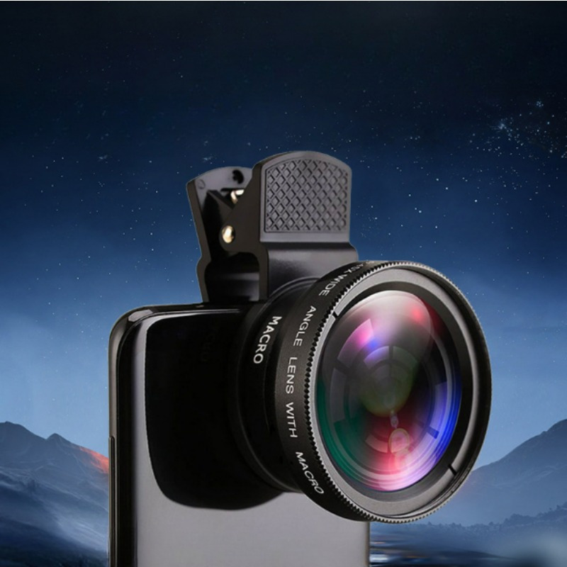 

2-in-1 Universal Clip 37mm Mobile Phone Lens - 0.45x Super Wide-angle + 12.5x Macro Lens, Aluminum Alloy, Portable Outdoor Travel Photography Accessory With Large Aperture And Wide Field Of View.