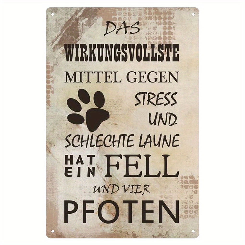 

Chic Vintage German Quote Metal Sign - Relax & Good Mood Booster, 8x12 Inches, Shabby Chic Wall Or Door Decor