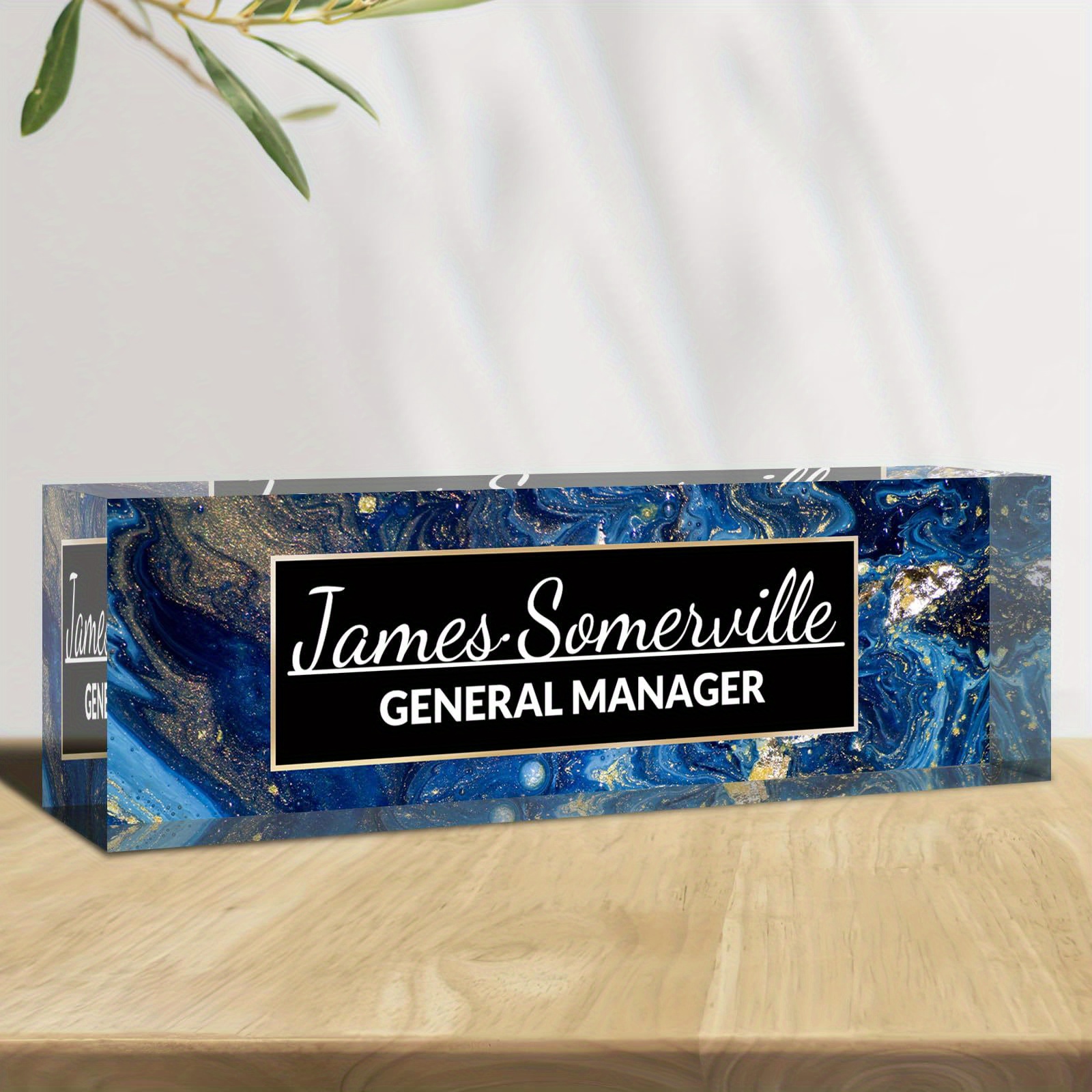 

Personalized Acrylic Desk Name Plate With Custom Text For Office, Customizable Nameplate For Employees, Boss, Teacher - Appreciation Gift