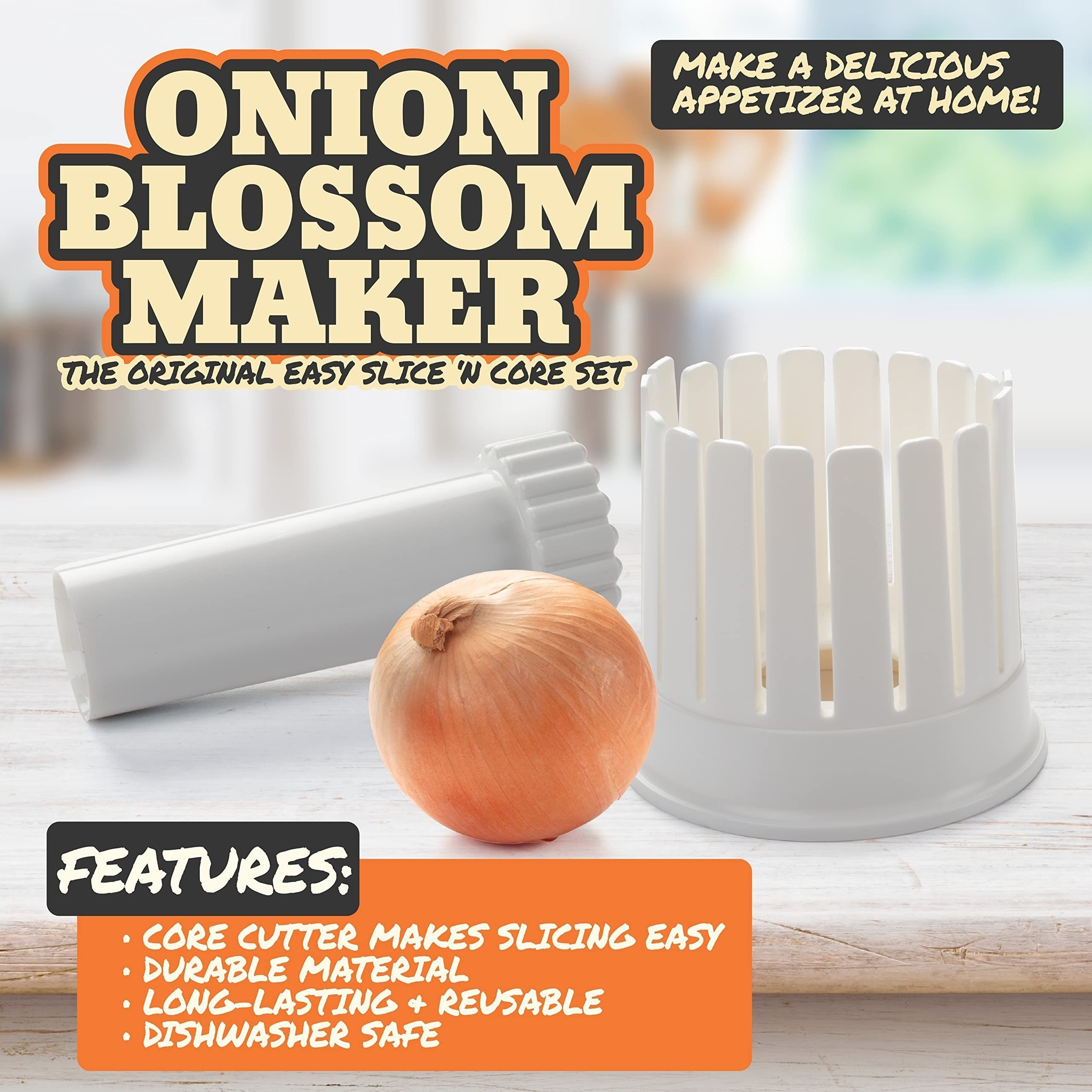 

1 Set Home Onion , Onion Maker - Blooming Set W Cutter & Knife Guide - Make Restaurant Style Fried Onion At Home- , Reusable, Kitchen Gadget, Vegetable Cutter Tool, Fried Onion Appetizer