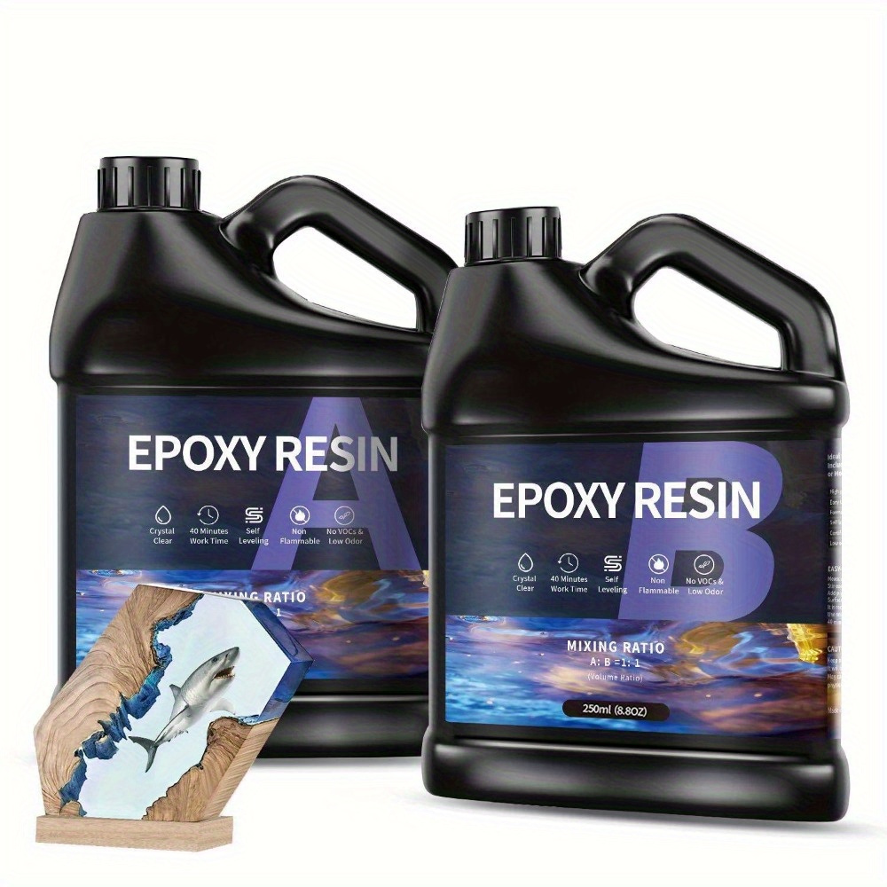 

2-pack Epoxy Resin Kit, 8.5oz/16.9oz (250ml/500ml Each) 1:1 Ratio Ab Resin And Hardener, High Adhesive Crystal Clear Glue For Diy Jewelry And Craft Making, Large Capacity