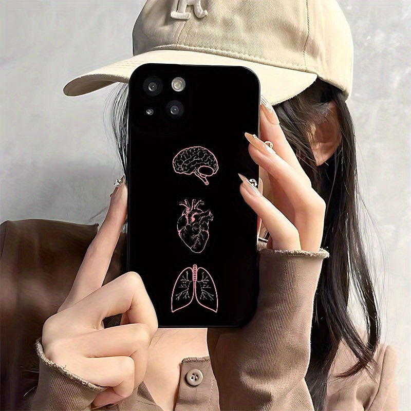 TEMU Phone Case - Bo0269 Brain-heart-lung - Black Angel Eye Frosted Tpu Color Painting - None