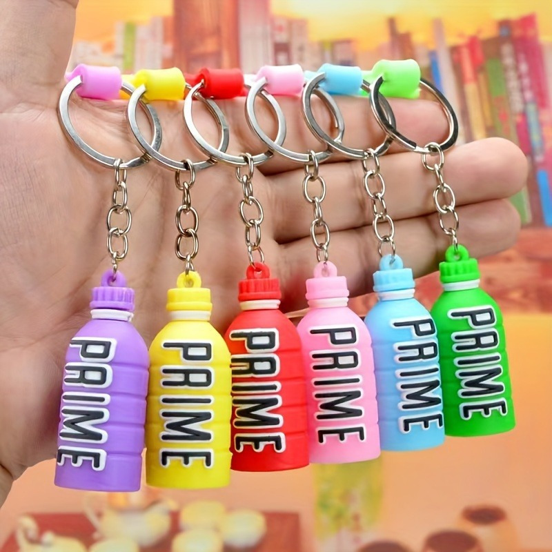 

6 Pcs Prime Drink Bottle Keychains, Vibrant Candy Colors, Charming Phone Lanyard Accessories, Perfect For Women - Assorted Colors