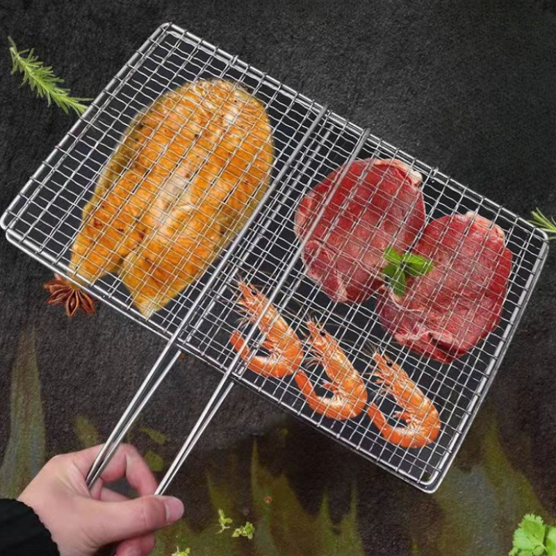 

easy Clean" Heavy-duty Stainless Steel Grill Basket For Fish, Meat & Vegetables - Perfect For Outdoor Picnics And Camping