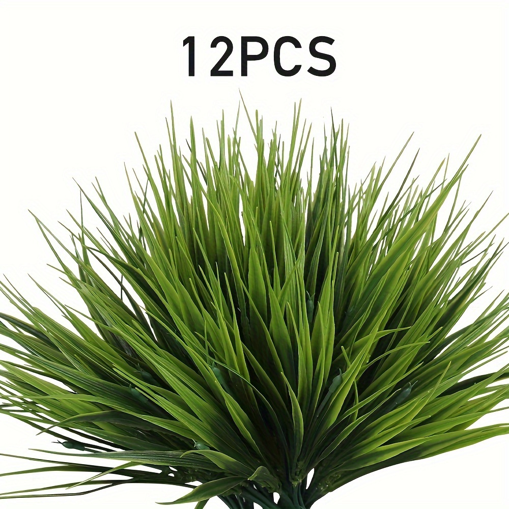 TEMU 12pcs Vibrant Uv-resistant Artificial Plants – Detachable Spring Grass Bouquet With Lifelike Faux Greenery – Perfect For Indoor & Outdoor Hanging Planters – Enhances Garden, Yard & Home Decor