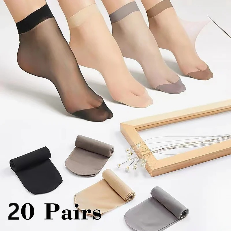 

20 Pairs Ultra-thin Solid Socks, Summer Thin Breathable Short Socks, Women's Stockings & Hosiery