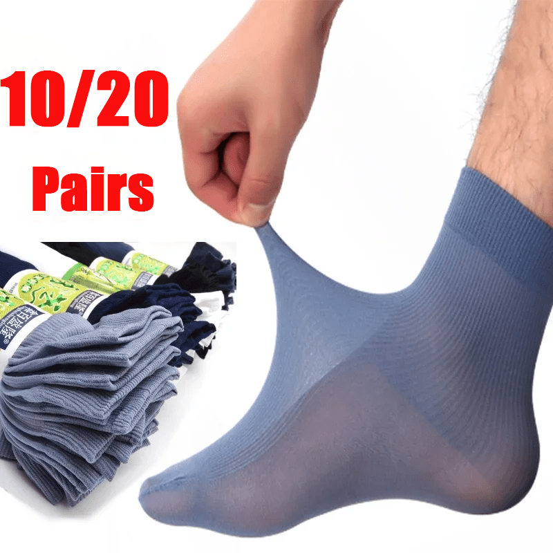 

10pairs Men Socks Bamboo Fiber Short Socks Thin Elastic Silky Sock Stockings Mens Spring Summer Autumn Breathable Rootlessthin