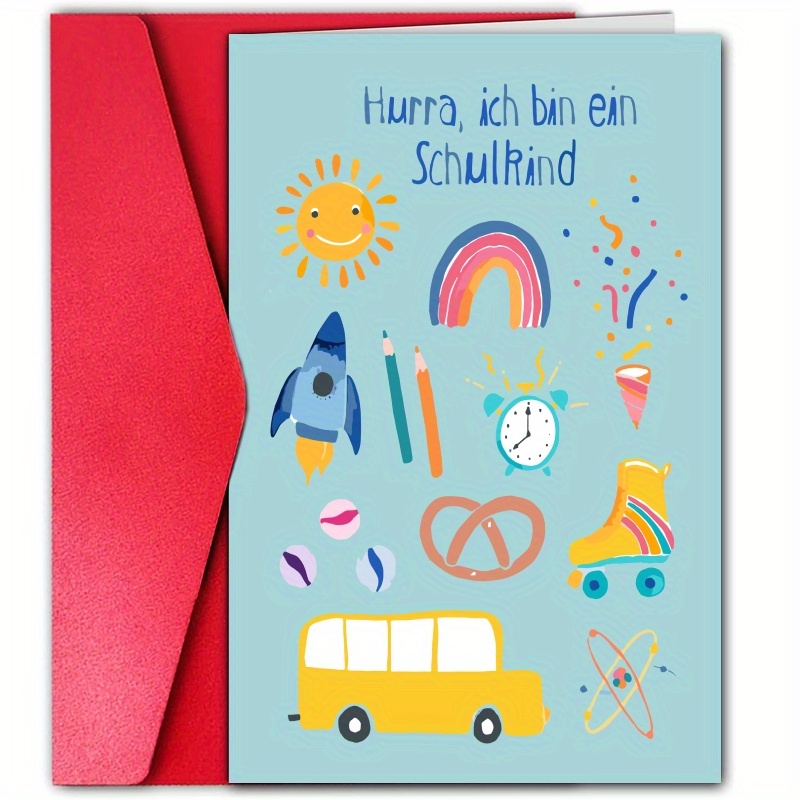 

1pc Start Of School Greeting Card With Cute Cartoon Pattern For Classmates And Friends - Fun And Creative Birthday Gift Card For Anyone - Paper Material With Animal Theme And Cartoon Patterned Design