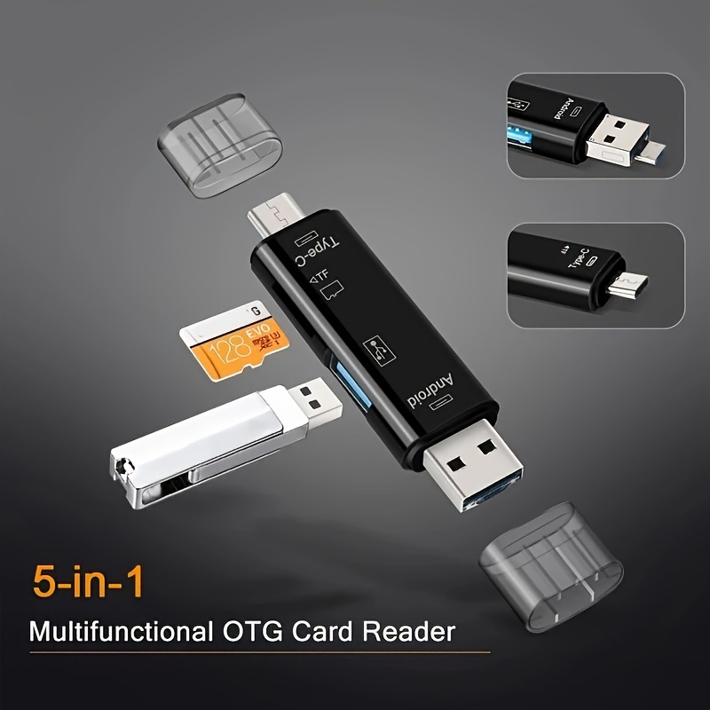 

Type-c Mobile Phone Five-in-one Otg Card Reader Micro For Android Otg Card Reader Tf Card U Disk Expander