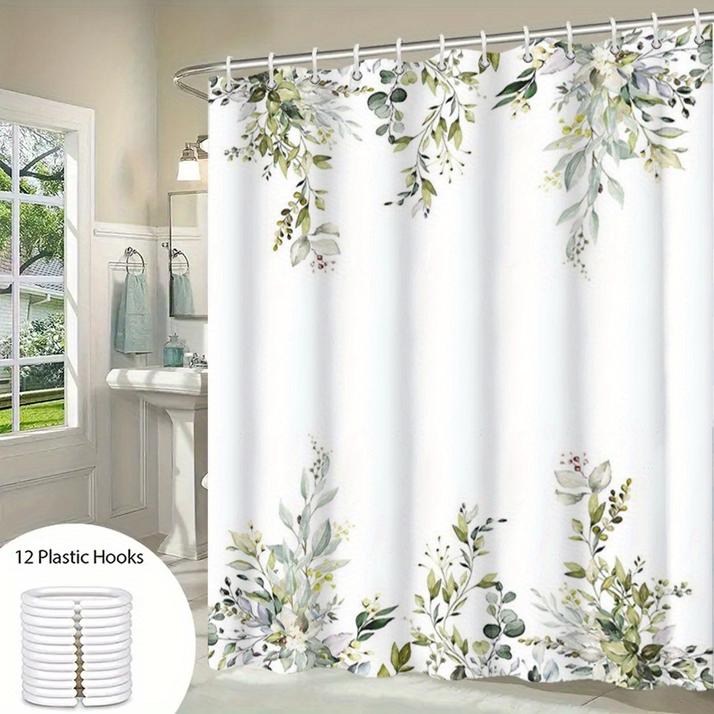 

1pc Bathroom Curtain, 12 , Polyester , Decorative Bathtub Curtain, A Bathroom