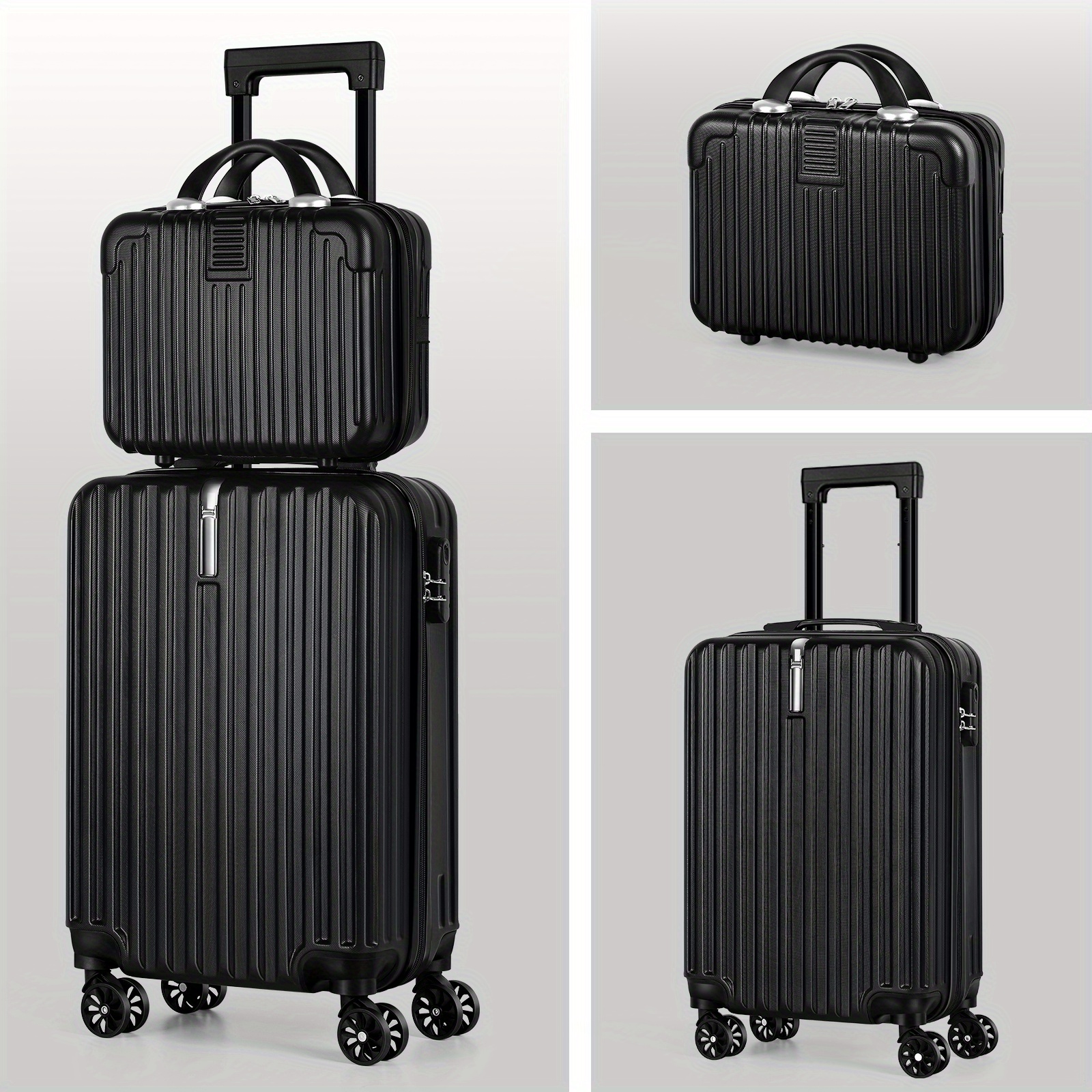 

Simple Carry On Luggage 20 Inch Suitcase Set 2 Piece With 14" Cosmetic Case, Hardside Carry On Suitcase Case Set