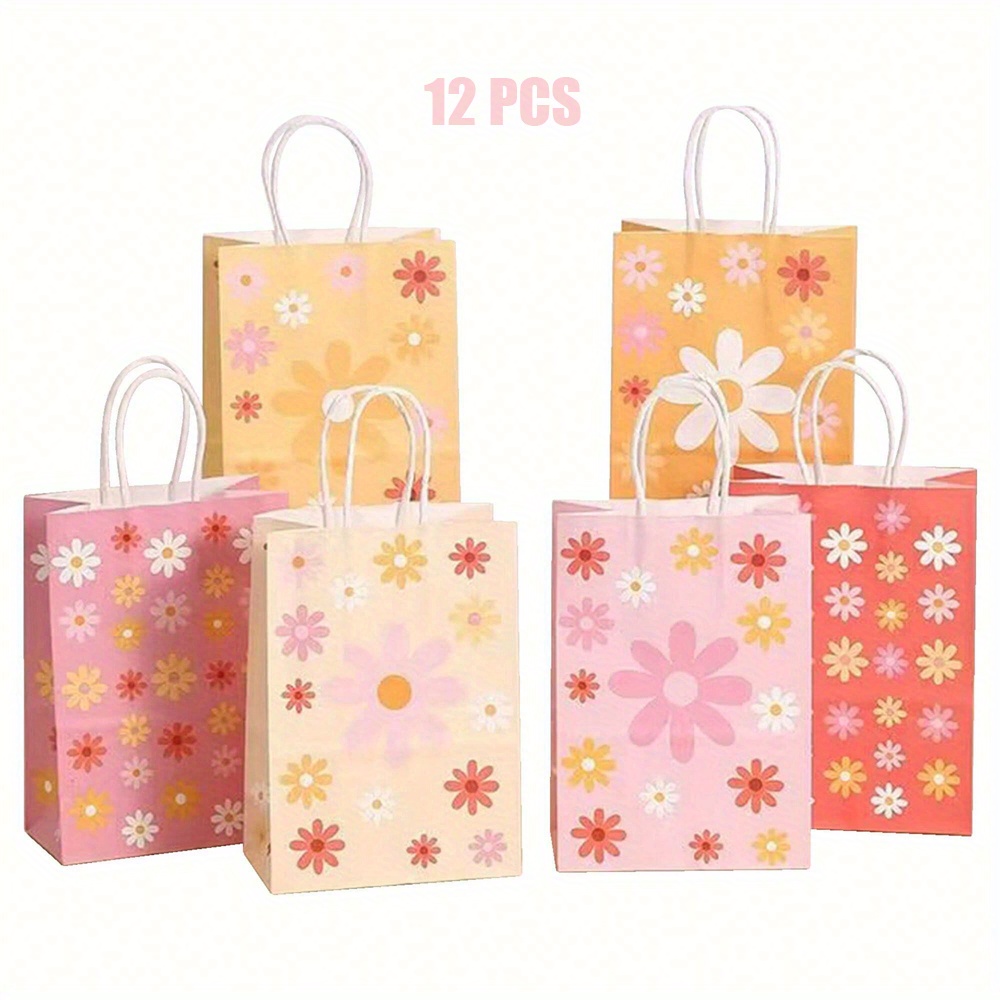 

12pcs Sunflower-themed Paper Gift Bags With Handles For Birthday Parties And Goody Bags