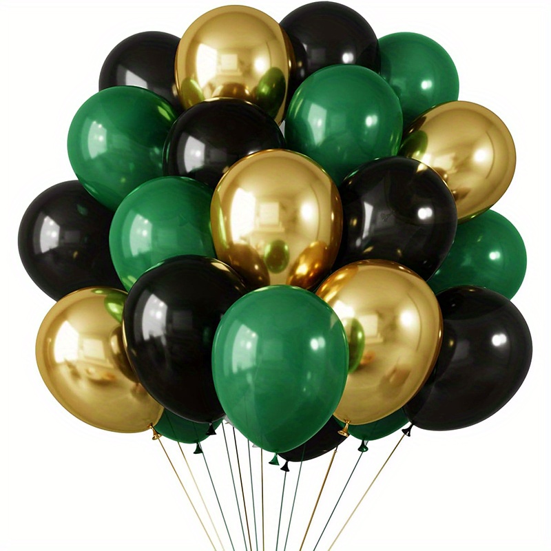 

45 Pcs Black & Green Balloon Garland Set, 10 Inches Dark Green Balloons For Black Jungle Celebrations