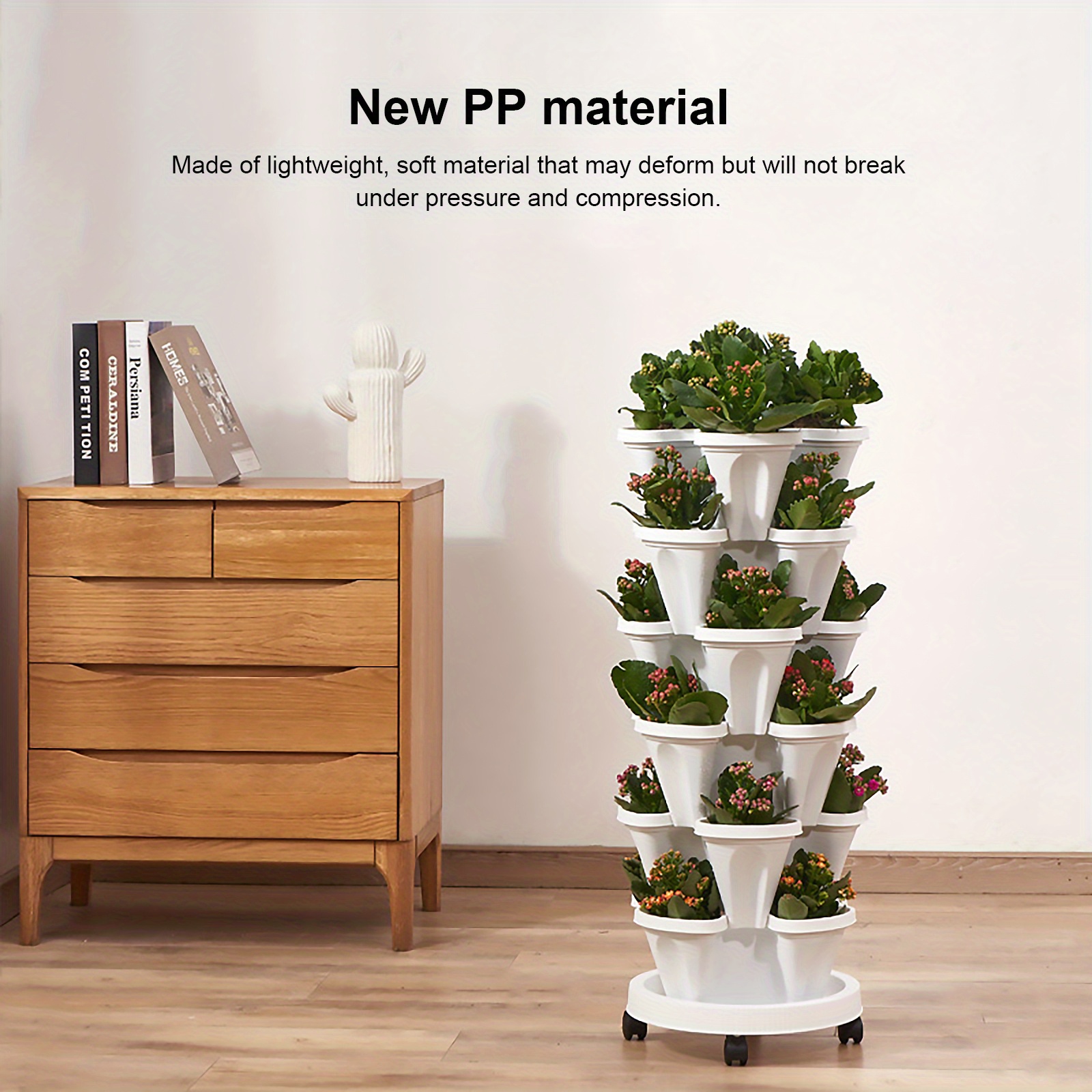 

Bohemian Style Stackable Vertical Planter Tower - 1 Tier, Indoor/outdoor Use, Includes Multiple Components