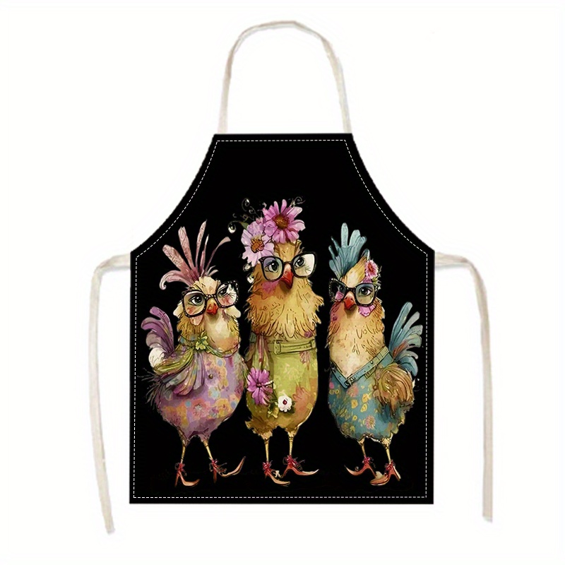 

1pc Cartoon Rooster Print Apron - Creative Linen Chef Kitchen Apron, Sleeveless, , , Fun & For Baking, Home Cleaning, Household Duties, Unisex Work Apparel, Activities & Parties - Gift Ideal