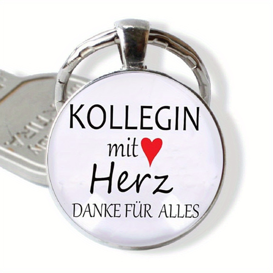 Fashionable Zinc Alloy Heart Star German 'kollegin' Colleague Keychain - Thank You Gift