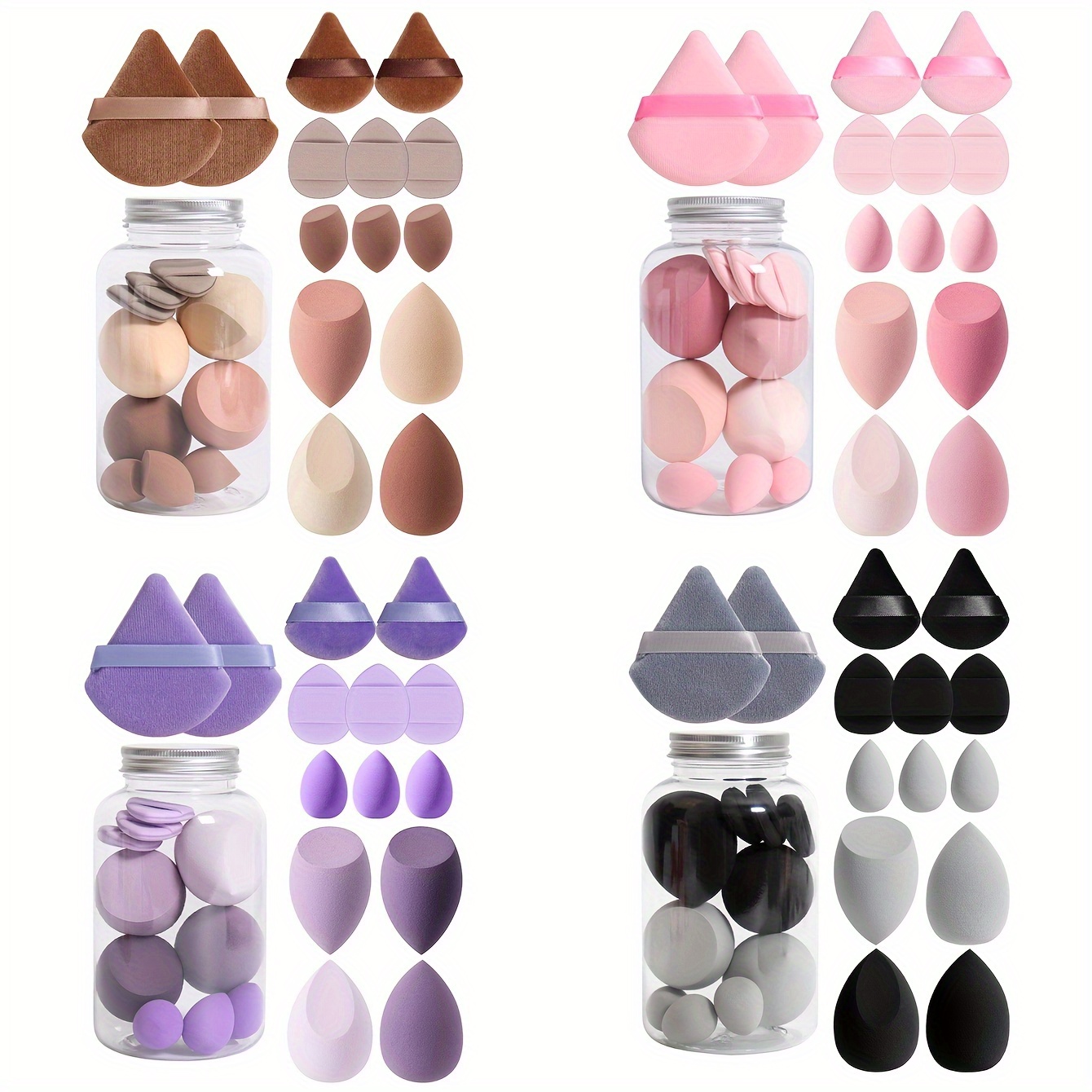 

14-piece Makeup Sponge Set With Storage Jar: Velvet Beauty Blenders, Latex-free, Dual-use Wet & Dry Foundation Puffs For All Skin Types
