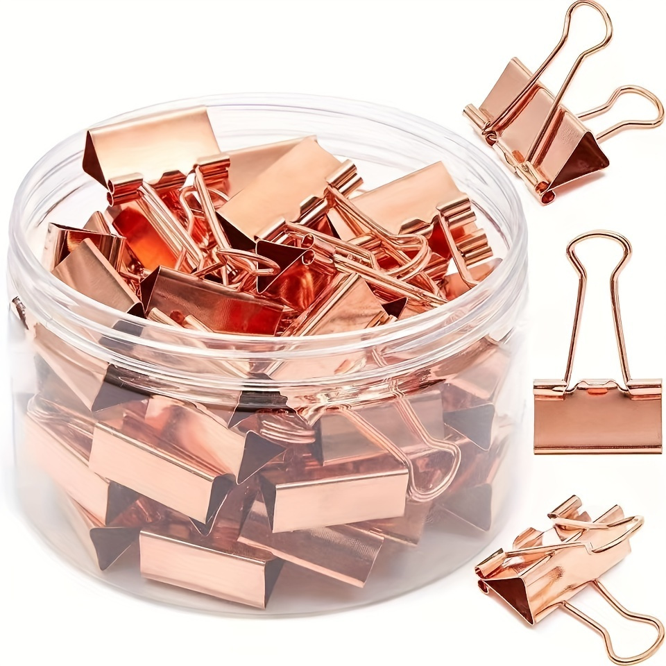 

40-pack Rose Golden Binder Clips, Iron Paper Clamps For Office And School Supplies