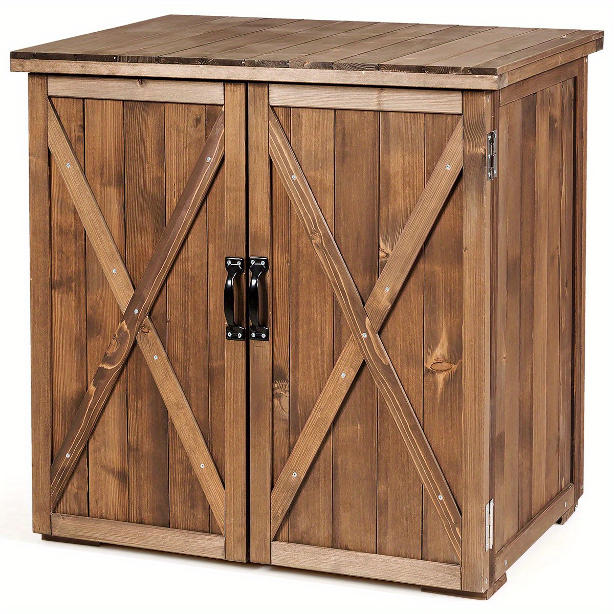 

Costway 2.5 X 2 Ft Wooden Storage Shed Cabinet W/ Double Doors Indoor