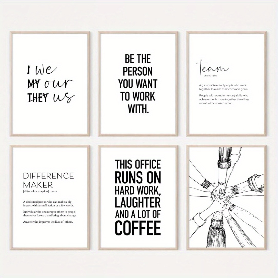 

Inspirational Office Set Of 6, Motivational Quotes Posters, 8x10 Inch Educational Art Prints For Decor