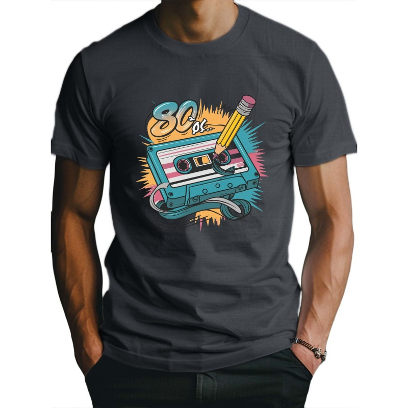 

Nostalgia Nostalgic 80s Cassette Fitted Men's T-shirt, Sweat-wicking And Freedom Of Movement
