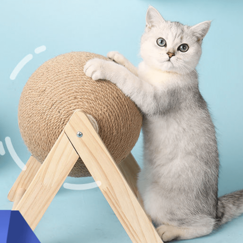 

Durable Sisal Cat Scratching Post - Stable Kitten & Rabbit Toy With Rotating Ball, Wear-resistant Wooden Base