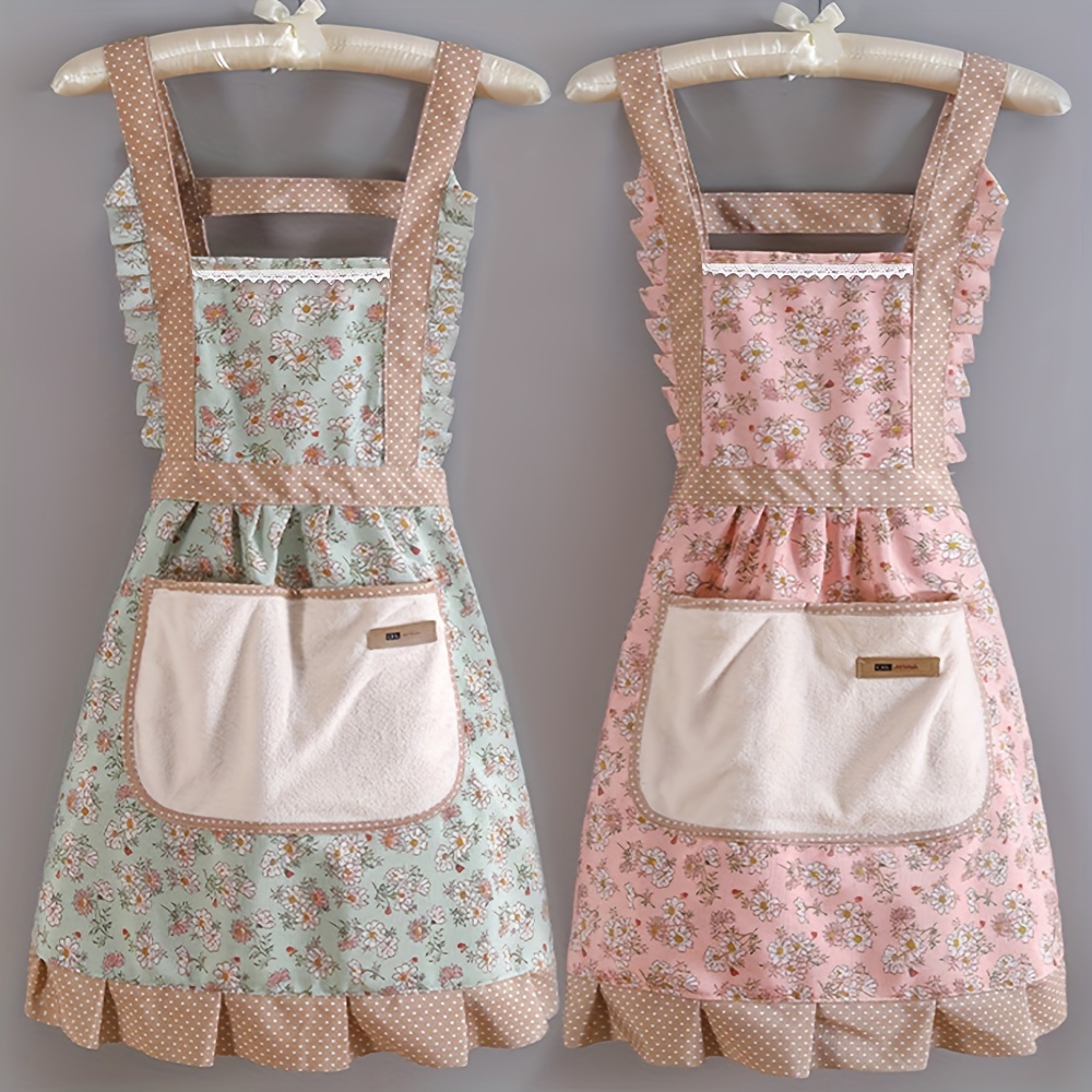 

Chic Floral Canvas Apron With Hood - Breathable, Waterproof & Oil-resistant Workwear For Chefs And Waiters, Stain-resistant Kitchen Overalls