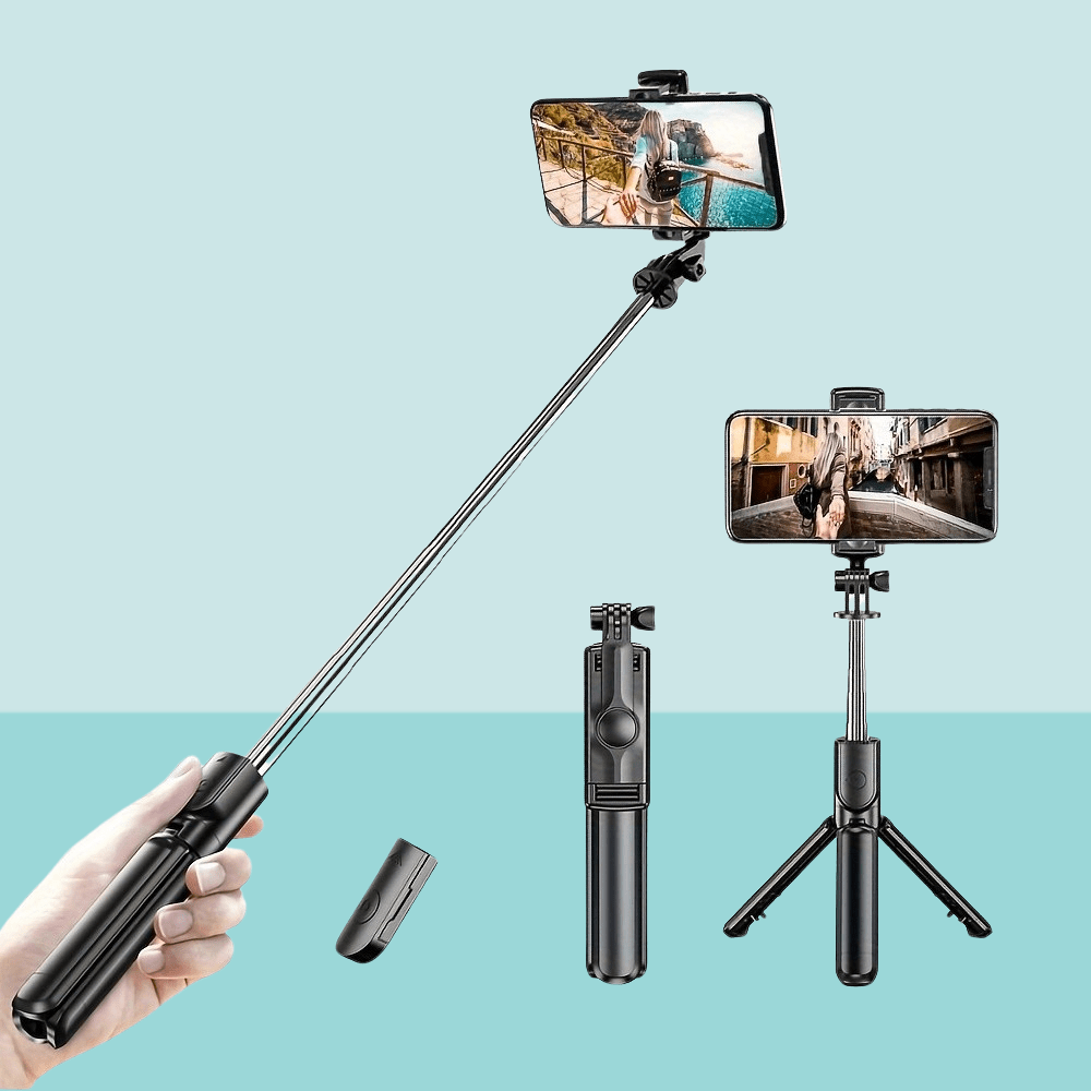 

40-inch Battery Powered Selfie Stick Tripod With Wireless Remote, 360° Rotation, Non-rechargeable Button Battery Compatible With & Android Devices