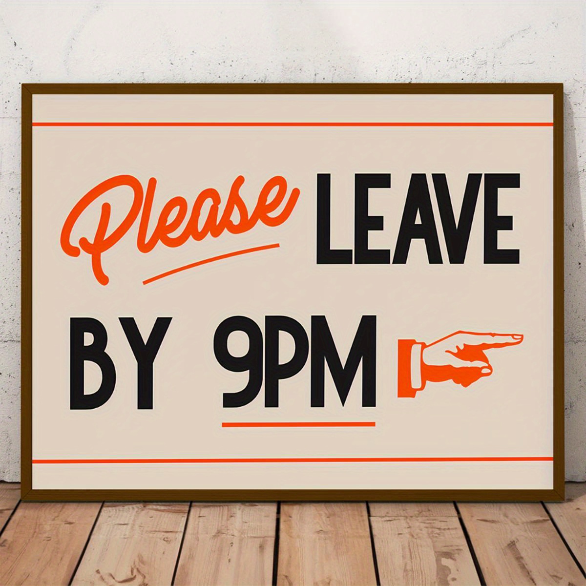 

Funny 'please Leave By 9pm' Canvas Wall Art - Retro Mid-century Print For Living Room, Bedroom Decor - Frameless Modern Art Poster