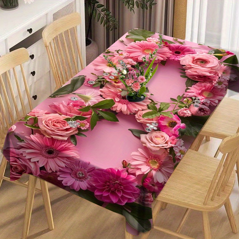 

Versatile Geometric Print Tablecloth - Waterproof, Oil-resistant Polyester For Dining & Parties, Perfect For Home, Restaurants, And Gifts