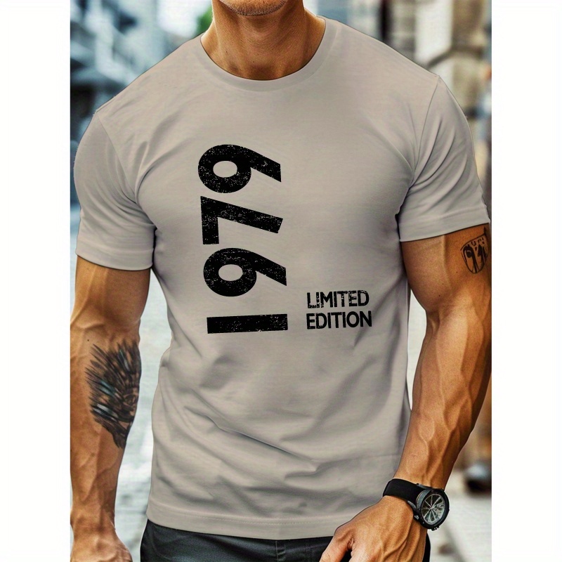 

' 1979 Limited Edition 'stylish Print Summer & Spring Tee For Men, Casual Short Sleeve Fashion Style T-shirt, Sporty New Arrival Novelty Top For Leisure