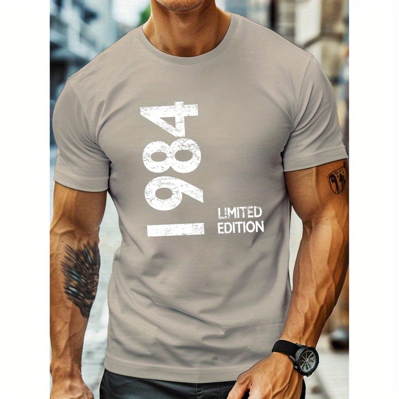 

'1984 Limited Edition 'stylish Print Summer & Spring Tee For Men, Casual Short Sleeve Fashion Style T-shirt, Sporty New Arrival Novelty Top For Leisure