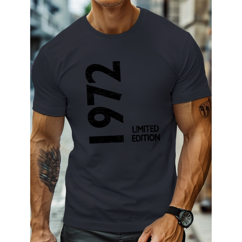 

' 1972 Limited Edition 'creative Print Stylish T-shirt For Men, Casual Summer Top, Comfortable And Fashion Crew Neck Short Sleeve, Suitable For Daily Wear