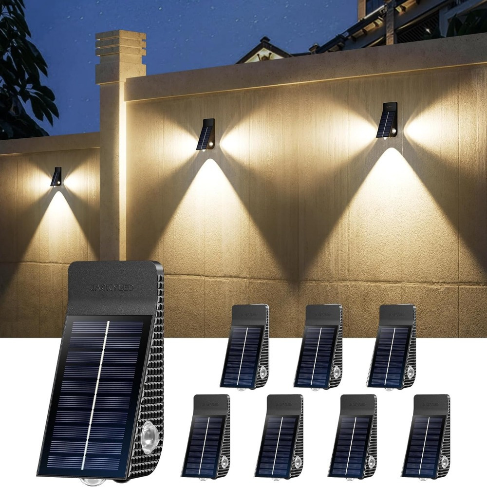 

Jackyled 12/8/4 Pcs Solar Fence Lights 3-side Lighthouse Patterns Solar Powered Outdoor Lights Fence Lights For Outside, Use , Deck, Backyard, Wall, Patio