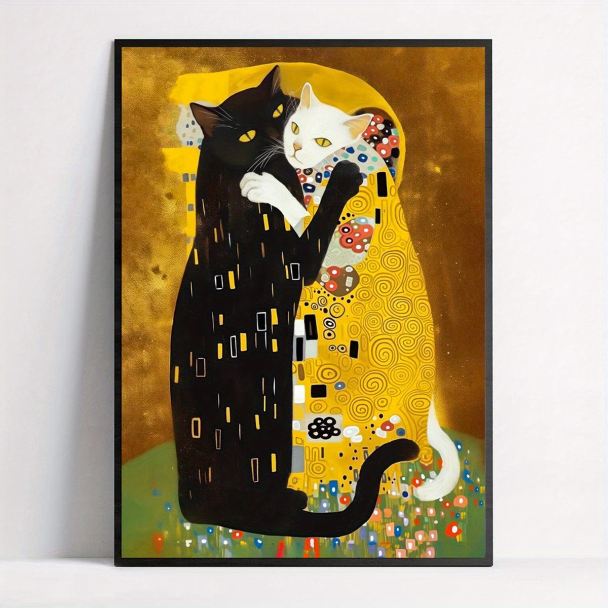 

Kitty Klimt-inspired Canvas Art Print - Frameless Vintage & Modern Wall Decor For Living Room, Bedroom, Home Office - Animal Theme Cat Poster Cat Decor Cat Canvas Wall Art