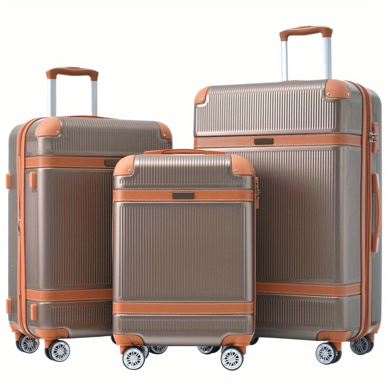 

Hardshell Luggage Sets 3 Piece Double Spinner 8 Wheels Suitcase With Tsa Lock Lightweight 20'24'''28''
