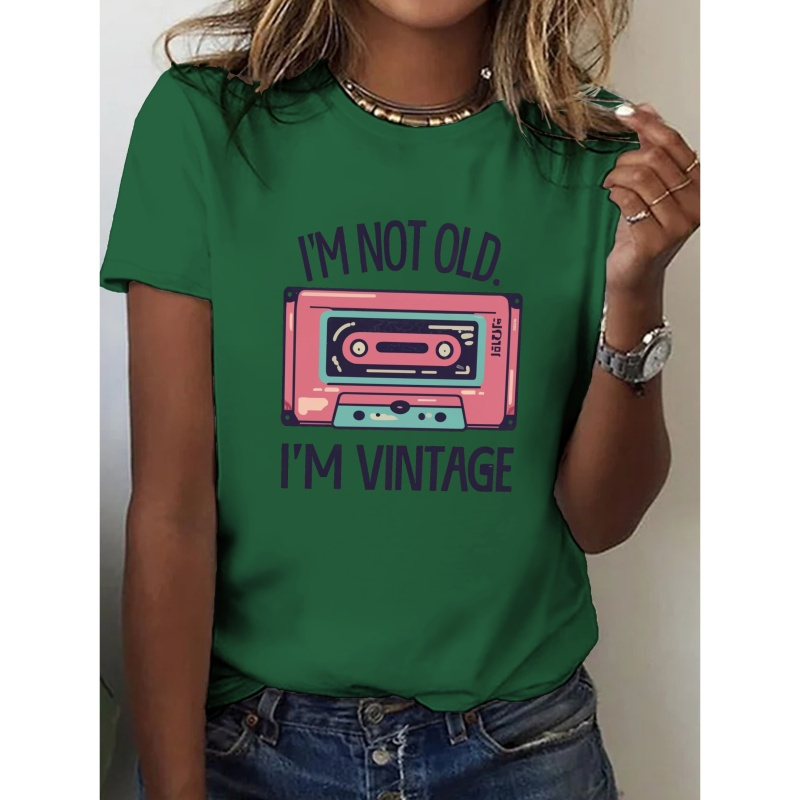 

Cassette Print T-shirt, Short Sleeve Crew Neck Casual Top For Summer & Spring, Women's Clothing