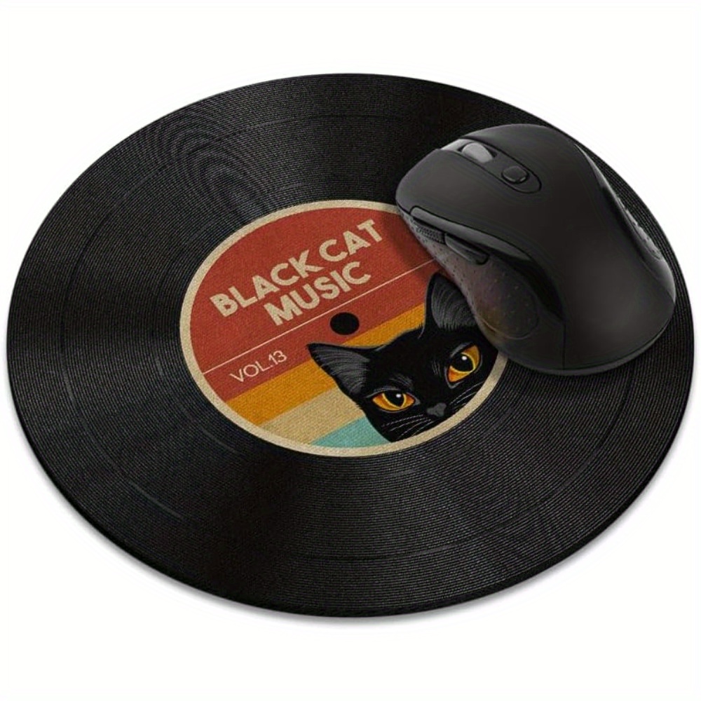 

Black Cat Music Vol.13 - Round Mouse Pad With Non-slip Base, 7.9" - Ideal For Gaming & Office