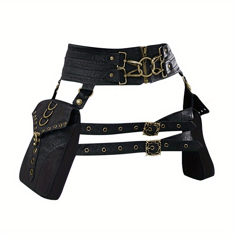 Steampunk Waistbag 2 Side Waist Packs Retro Motorcycle Bag, Halloween Party Vacation Bag, Casual Personality Bag